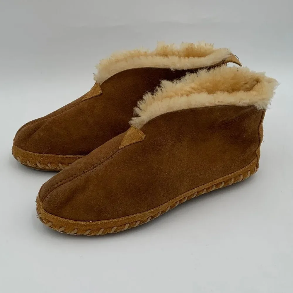 L.L. Bean suede leather wool lined moccasin style slippers Mens size 7 Woman 9